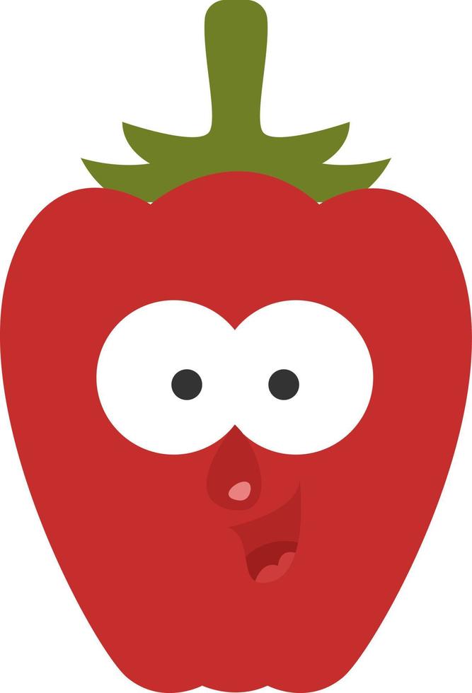 Scared red pepper, illustration, vector, on a white background. vector