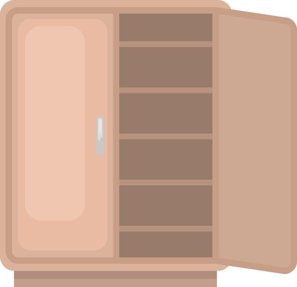 Brown cupboard, illustration, vector on white background.