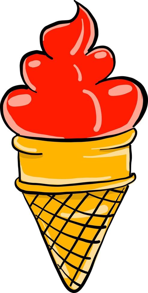 Red ice cream, illustration, vector on white background