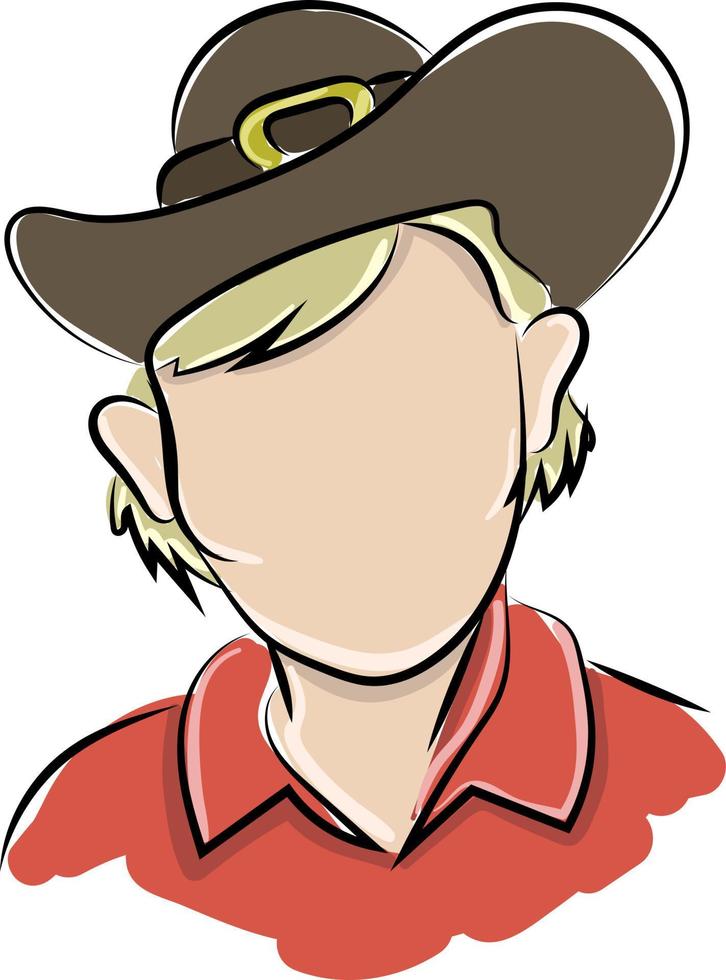 , illustration, vector on whiteCowboy with hat, illustration, vector on white background. background.