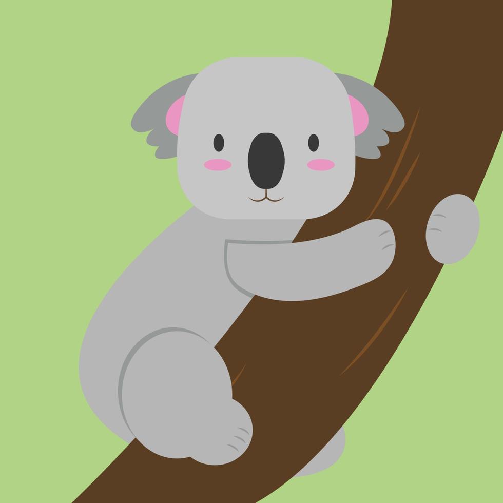 Koala en árbol, ilustración, vector sobre fondo blanco.