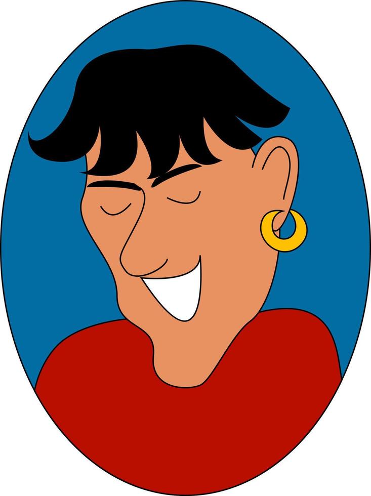 Gypsy boy in red shirt, illustration, vector on white background.
