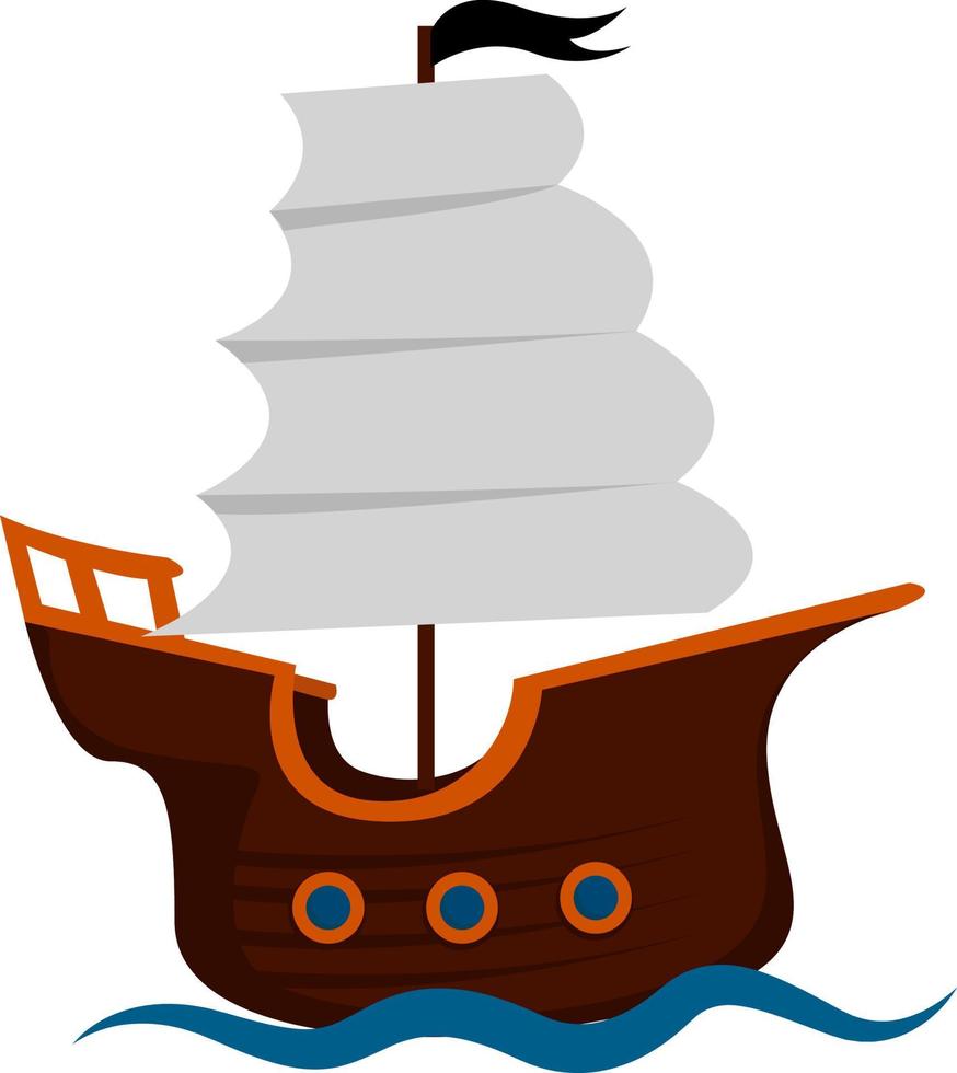 Pirates ship, illustration, vector on white background.