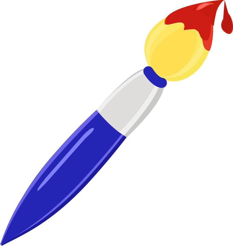 Blue paintbrush, illustration, vector on white background