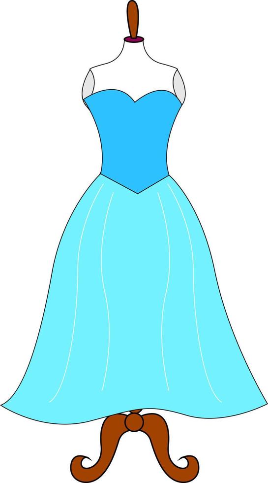 vestido de mujer azul claro, ilustración, vector sobre fondo blanco.