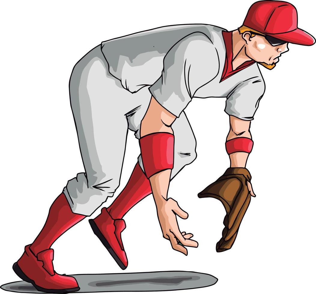 Baseball player, illustration, vector on white background.