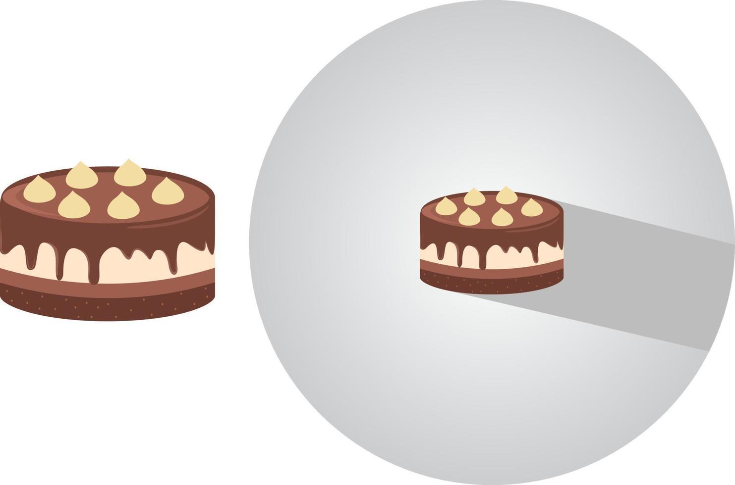 pastel de chocolate, ilustración, vector sobre fondo blanco.