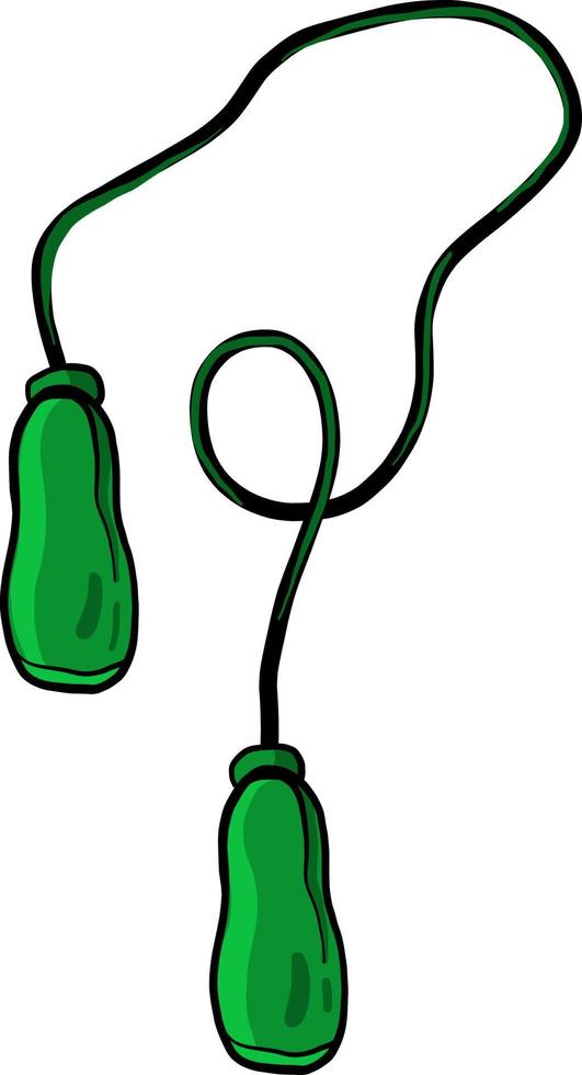 Green skipping rope , illustration, vector on white background