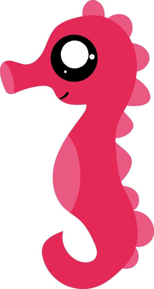 Pink seahorse, illustration, vector on white background.