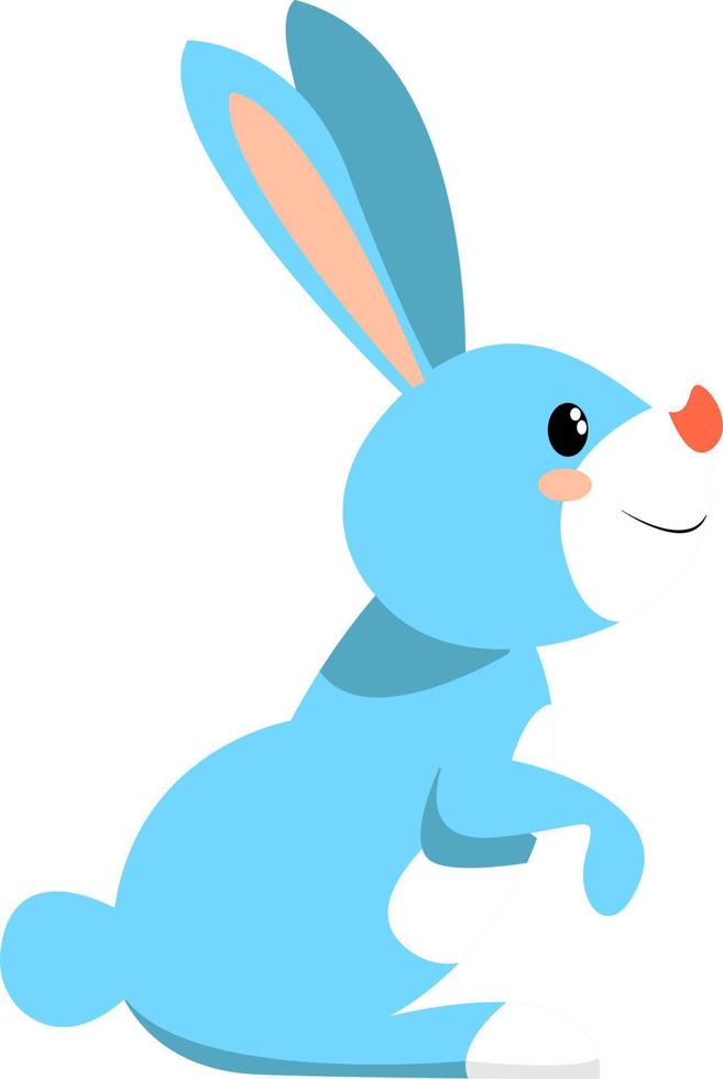 Blue bunny, illustration, vector on white background.