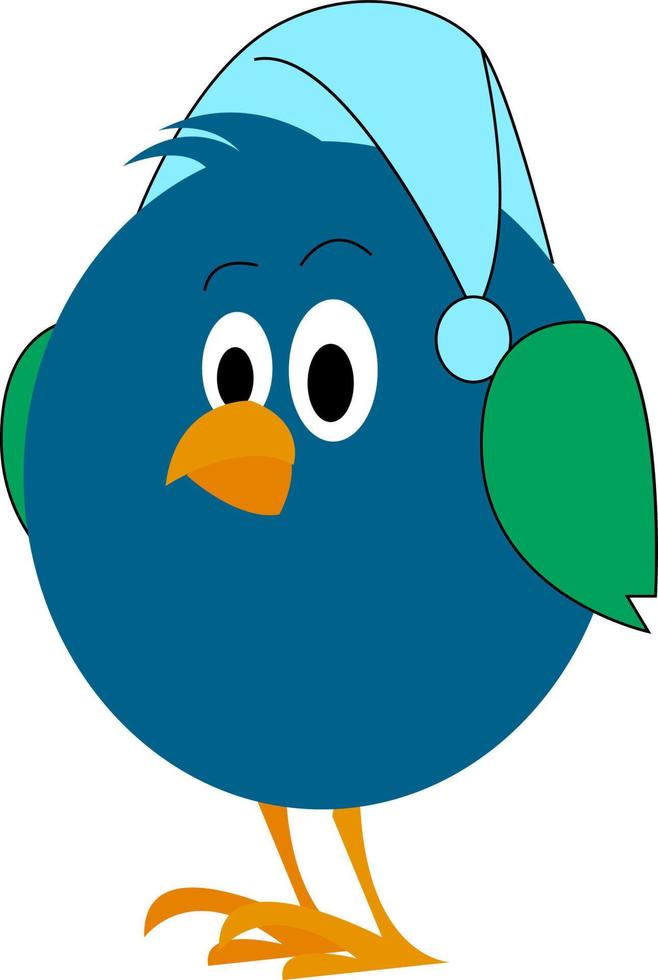 Bird with sleeping hat, illustration, vector on white background.