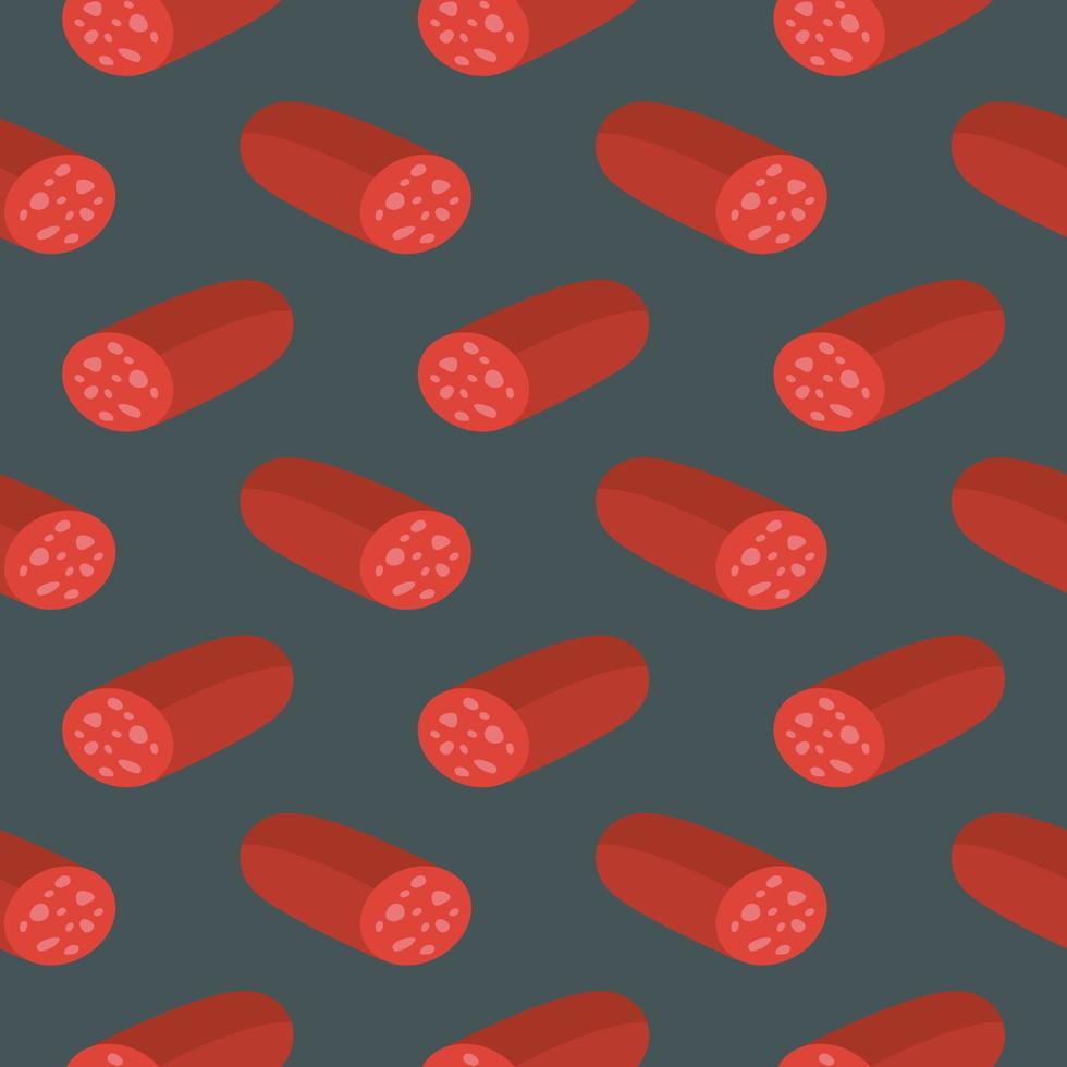 Delicious sausage ,seamless pattern on dark grey background. vector