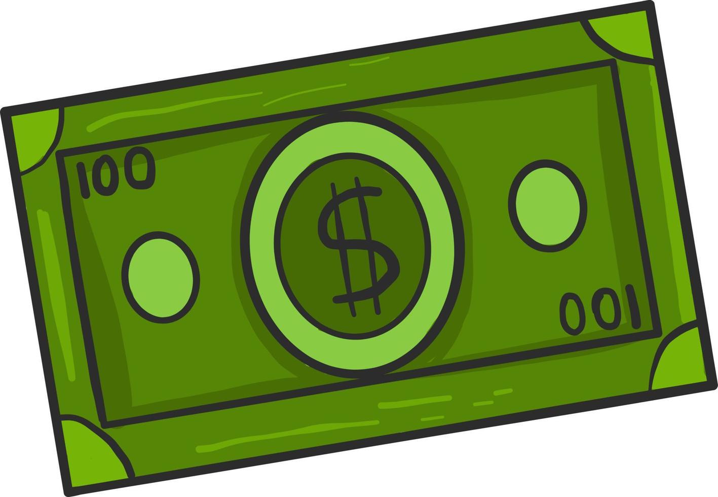 Dollar bill, illustration, vector on white background.