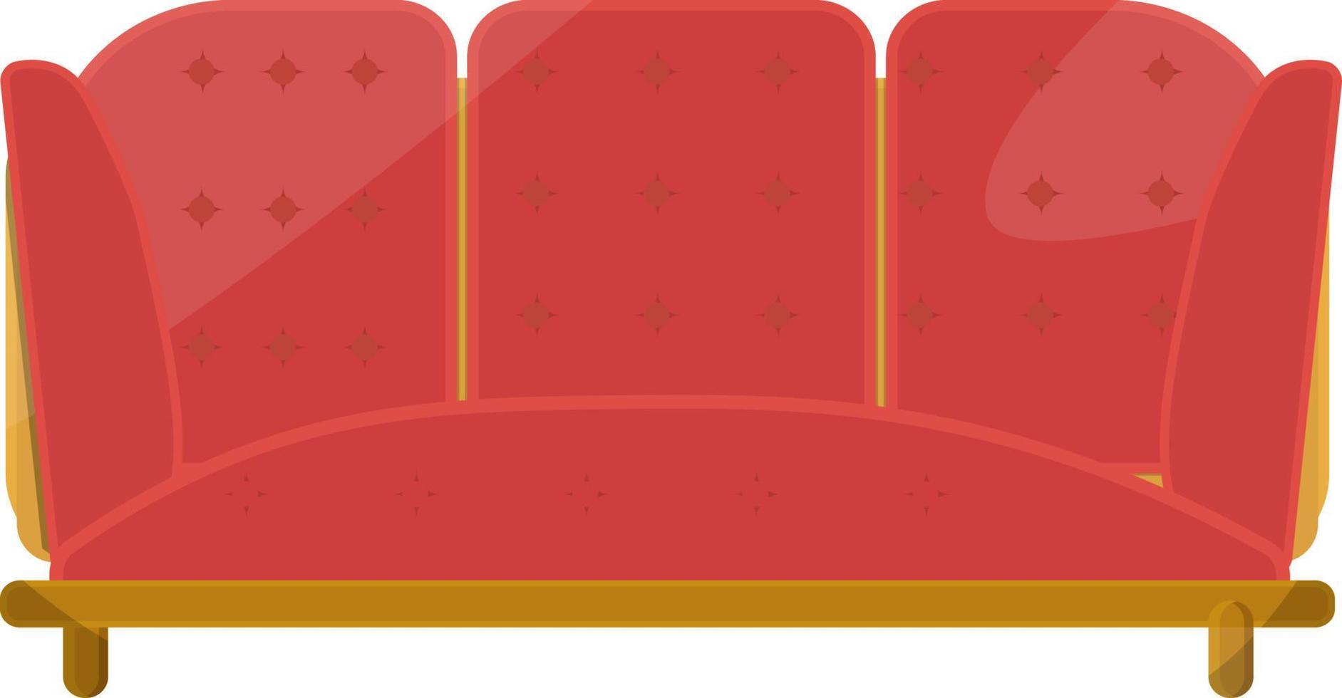 Red sofa, illustration, vector on a white background.