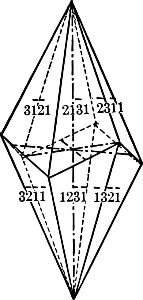 Scalenohedron vintage illustration. vector