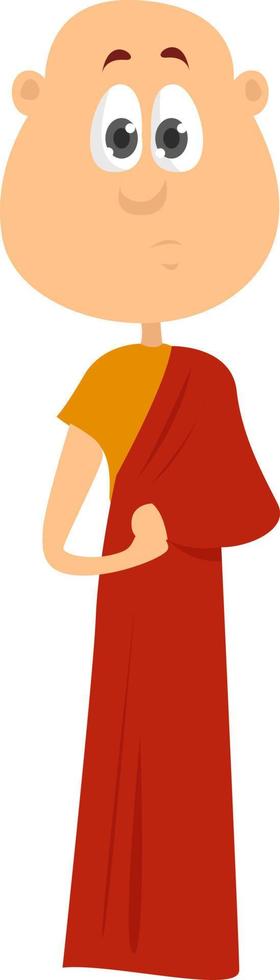 Monk in red, illustration, vector on white background