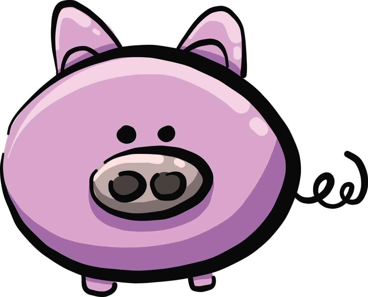 Little pink pig, illustration, vector on a white background.