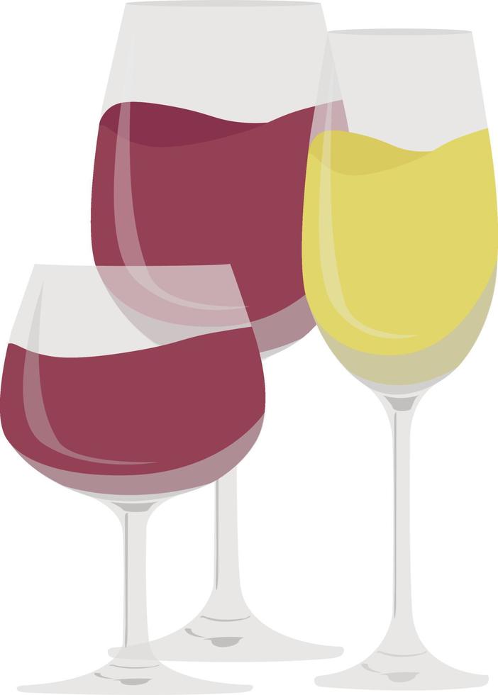 Wine glasses, illustration, vector on white background
