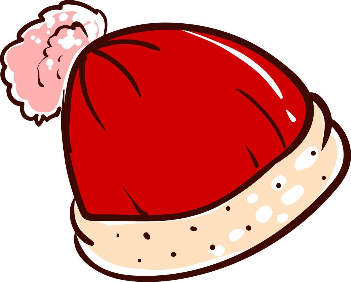 Red winter hat, illustration, vector on white background.