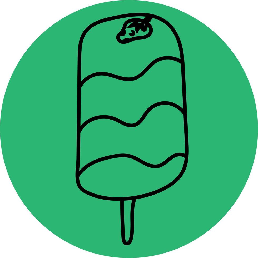 Green ice cream, icon illustration, vector on white background