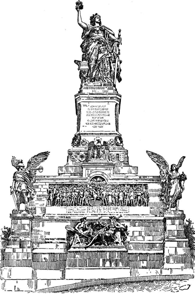 The German National Monument, vintage illustration. vector