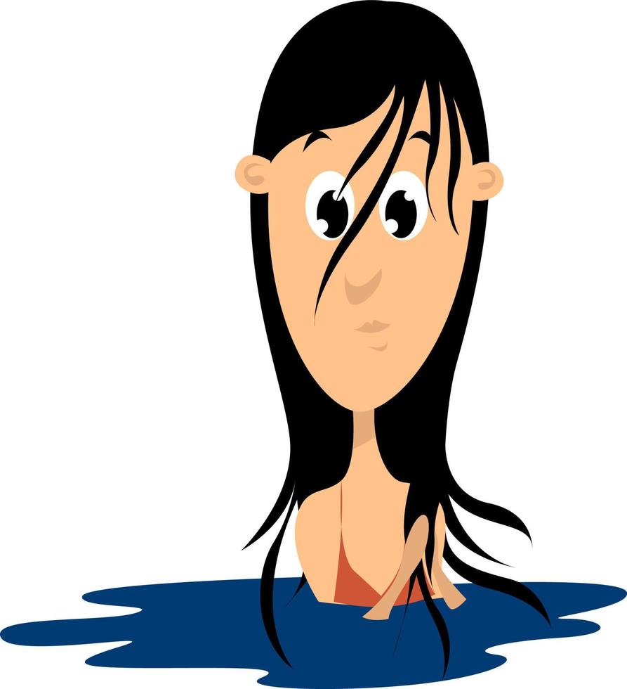 Girl in the water , illustration, vector on white background