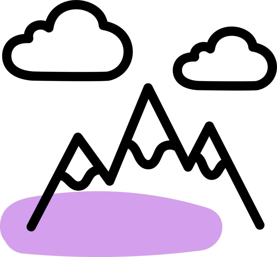 montañas moradas, ilustración, vector sobre fondo blanco.