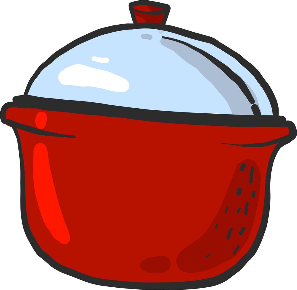 Red saucepan, illustration, vector on white background