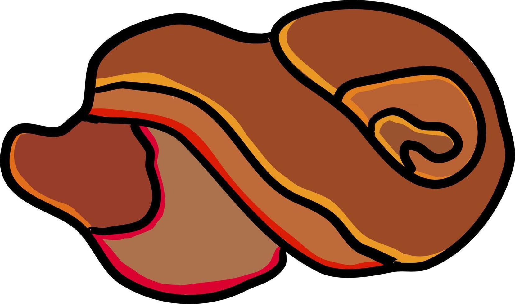 Flat roll bread, illustration, vector on white background.