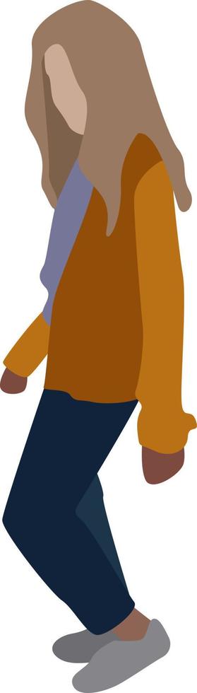 chica con chaqueta amarilla, ilustración, vector sobre fondo blanco.