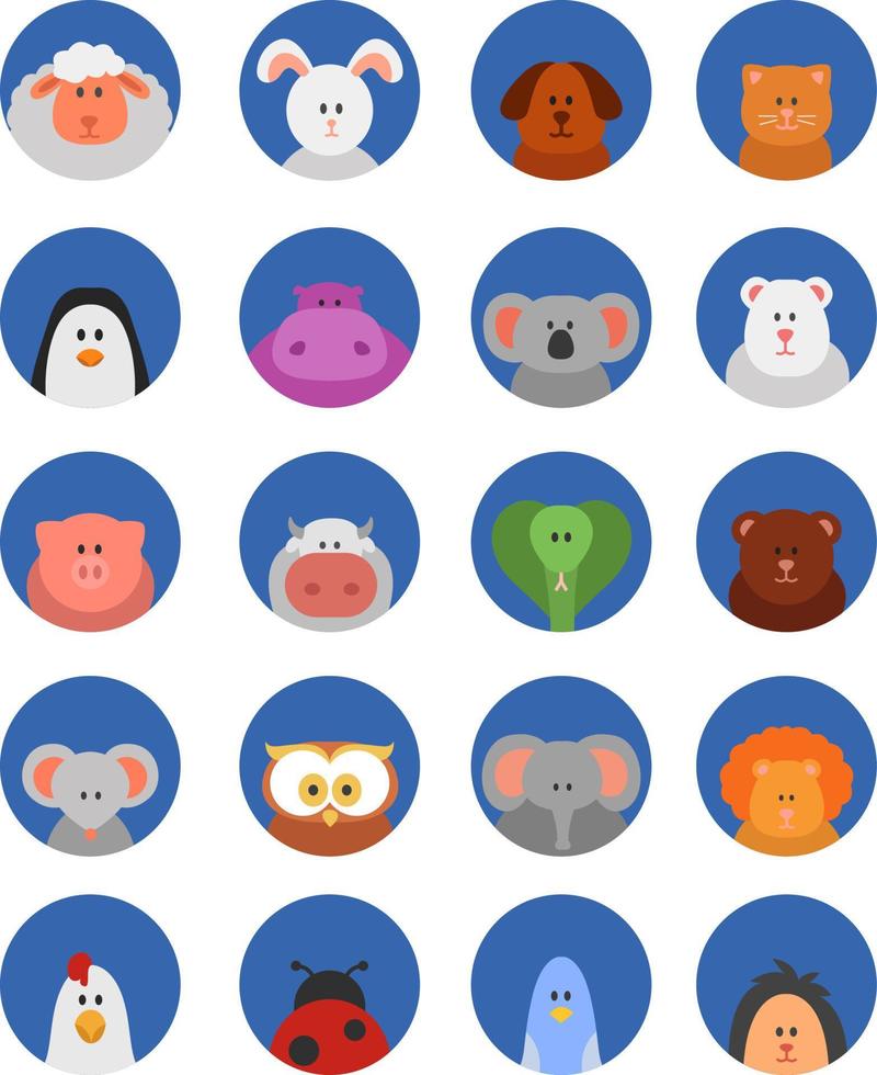 Domestic and wild animals, illustration, vector on a white background.
