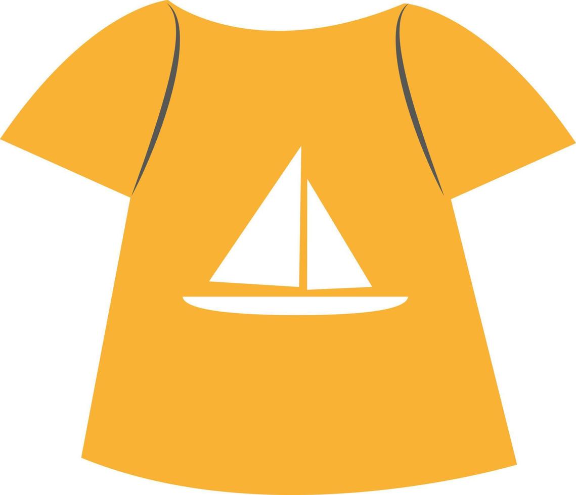 Yellow tshirt, illustration, vector on a white background.