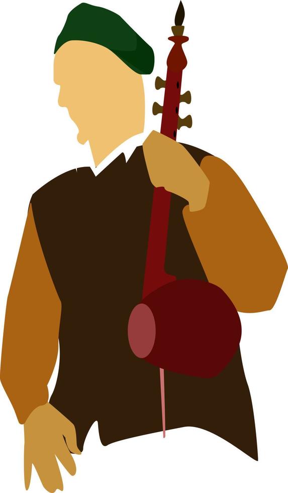 Old musician, illustration, vector on white background.