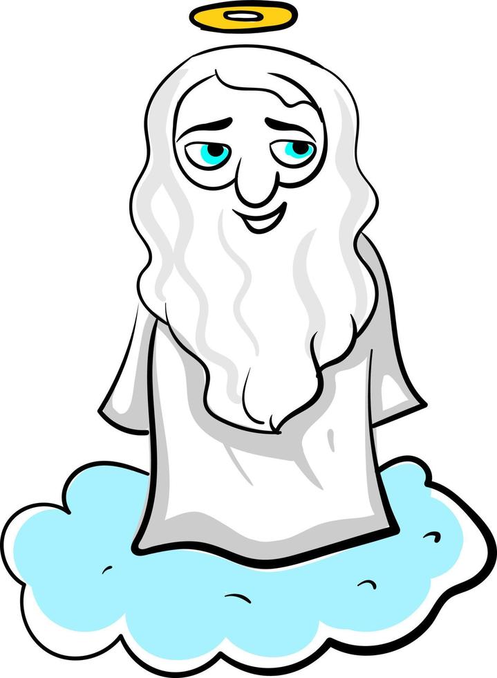 God on a cloud, illustration, vector on white background