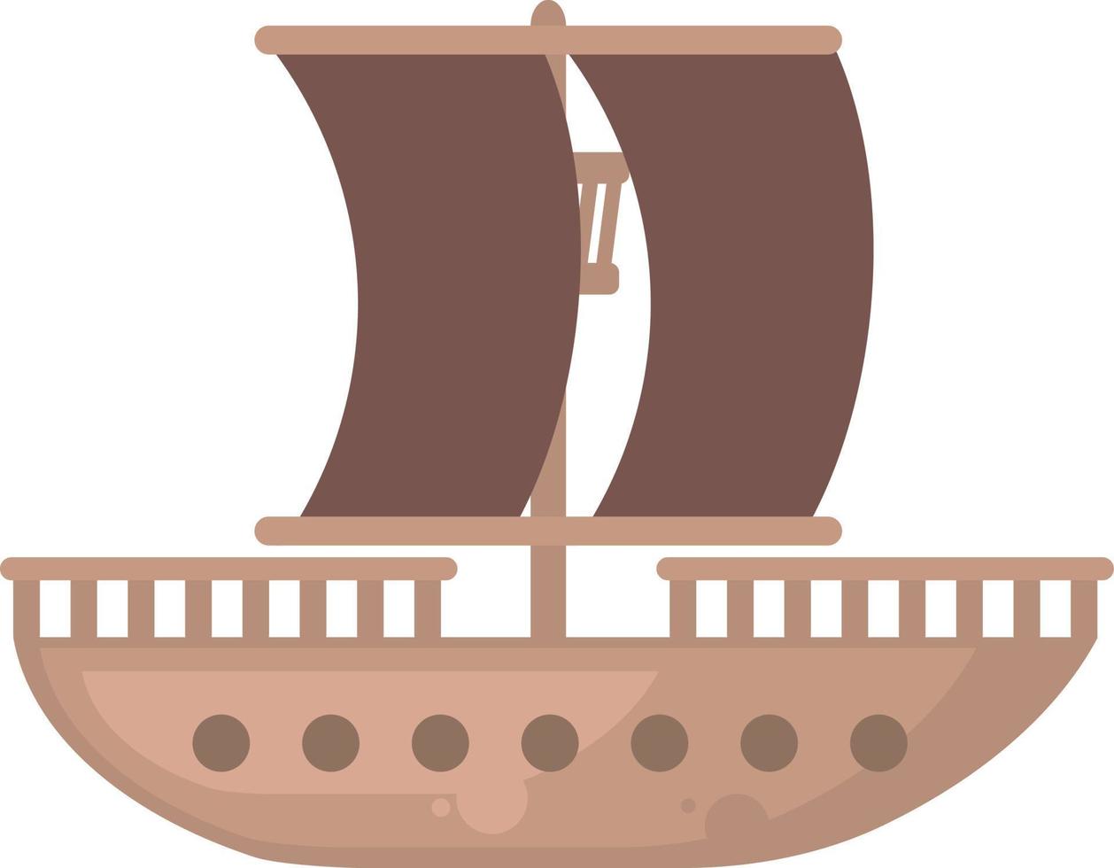 Brown wooden boat, illustration, vector on white background.