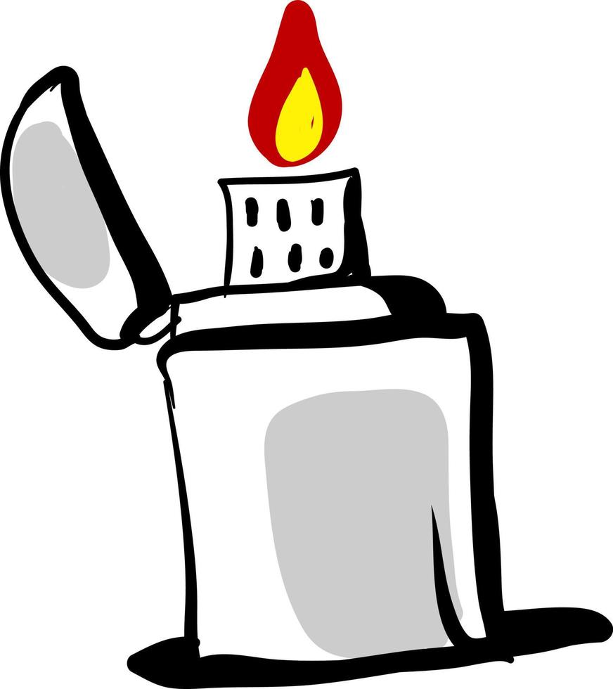 Zippo drawing, illustration, vector on white background.