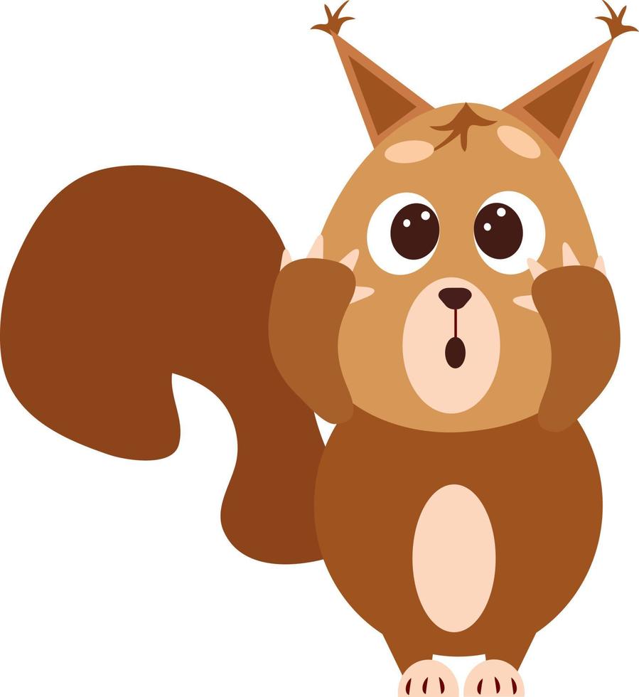 Frightened squirrel, illustration, vector on a white background.