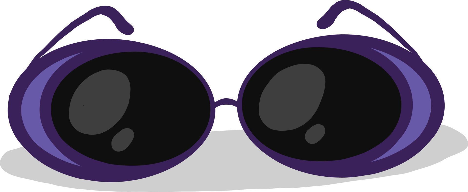 Cool violet sunglasses, illustration, vector on white background.
