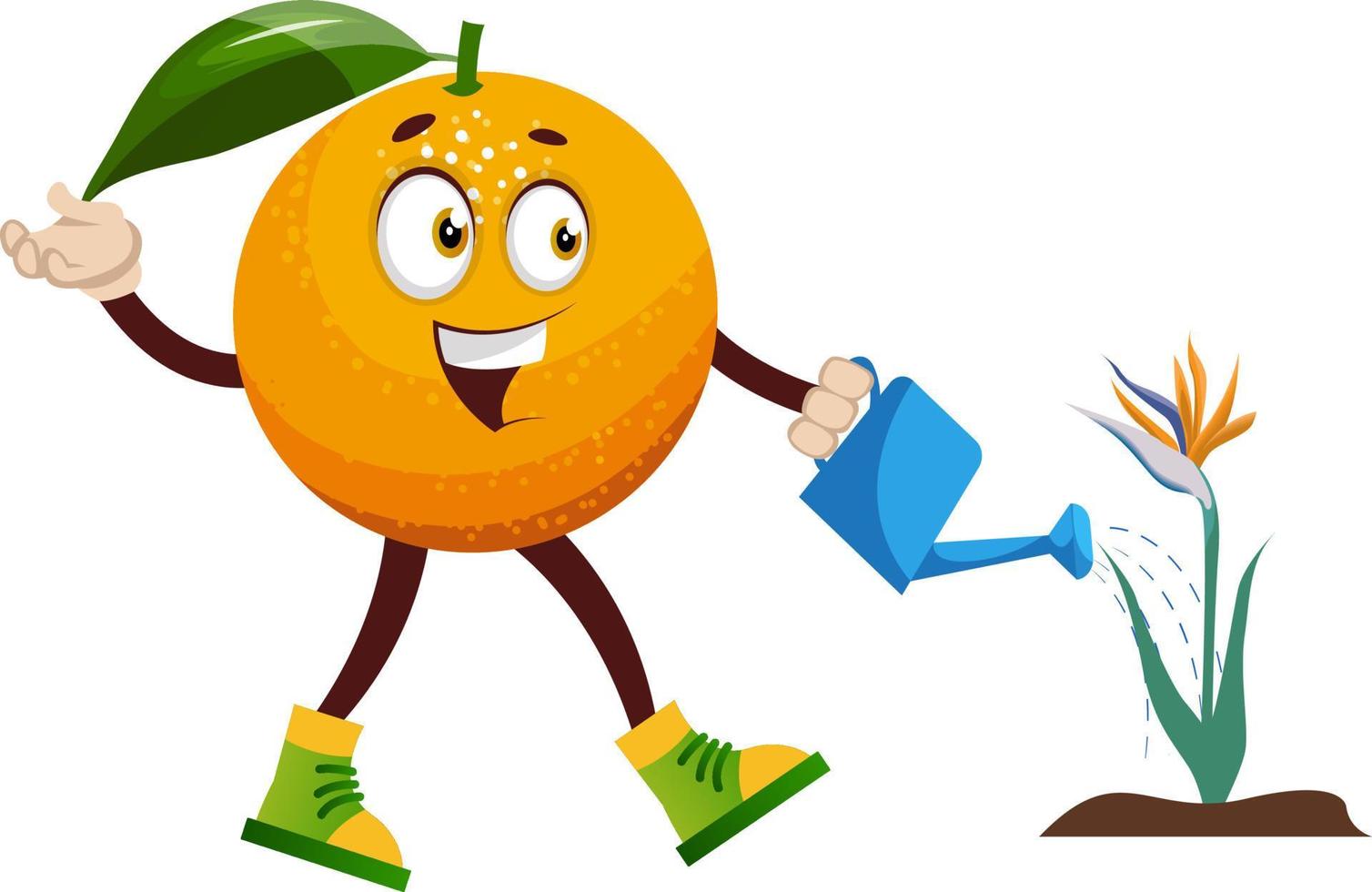 Orange watering flower, illustration, vector on white background.