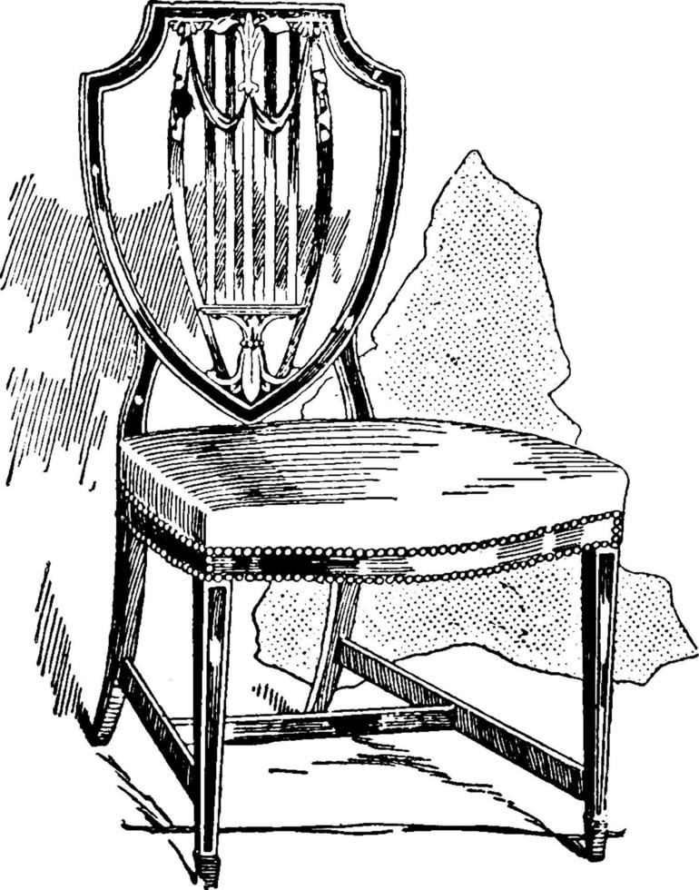 Hepplewhite Chair 1, vintage illustration. vector