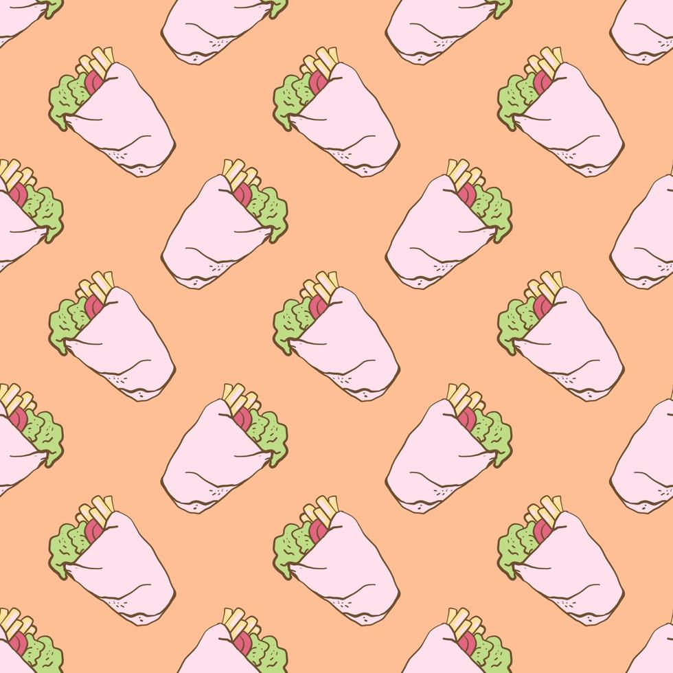 Taco pattern , illustration, vector on white background