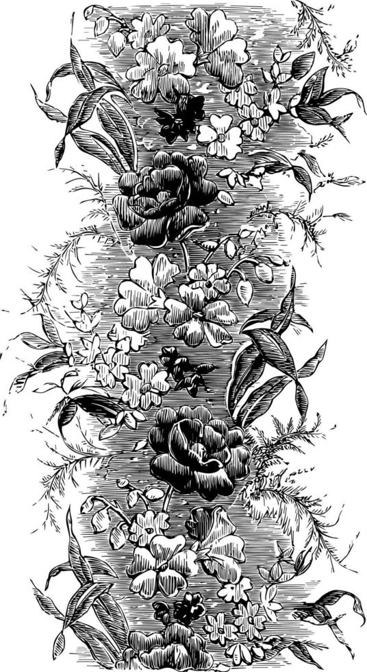 Ribbon Pattern have a full decorative plants pattern, vintage engraving. vector