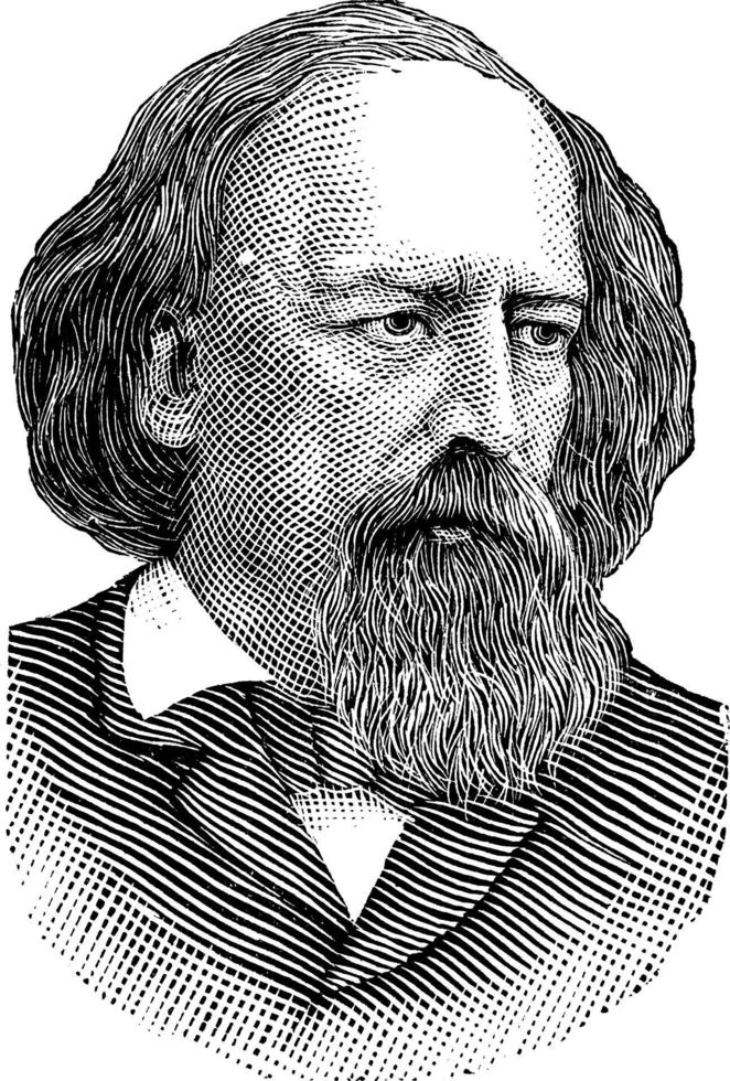 alfred tennyson, ilustración de la vendimia vector