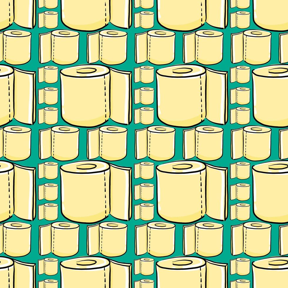 Toilet paper, seamless pattern on green background. vector