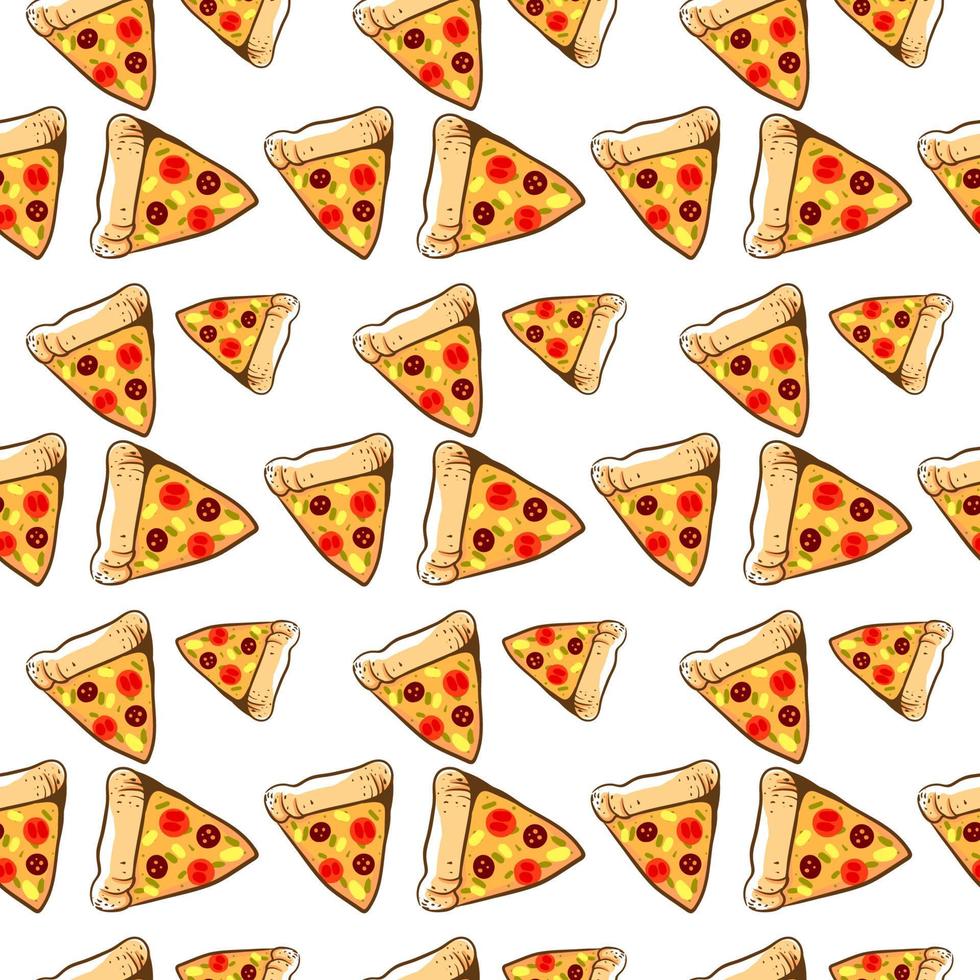 Pizza slices, illustration, vector on white background.