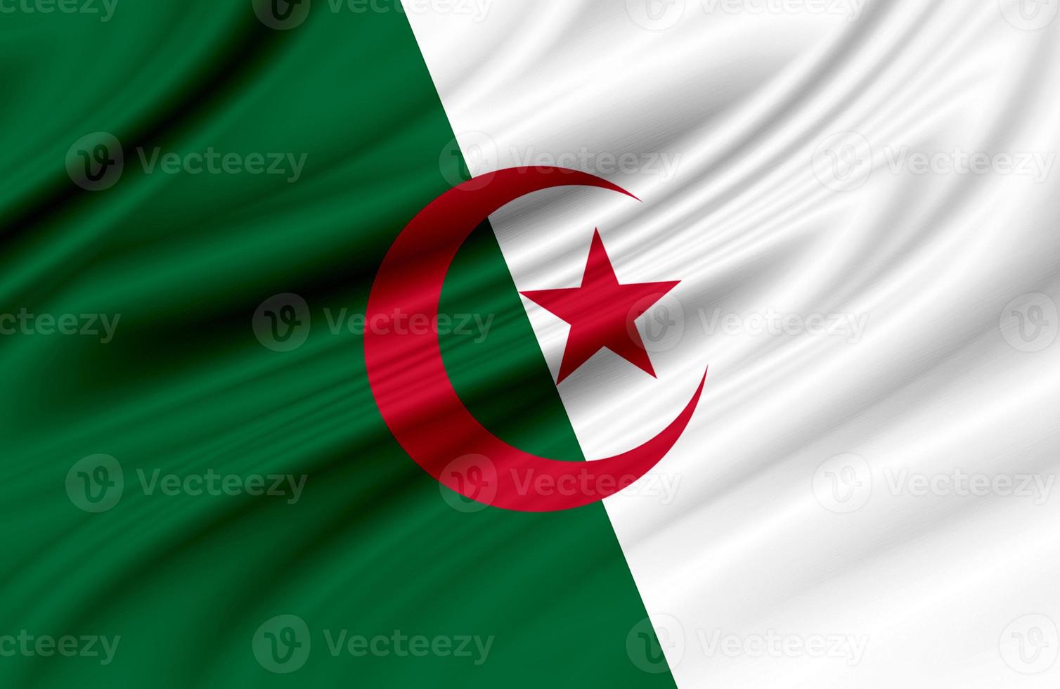 Algeria flag with fabric texture. Flag of Algeria photo