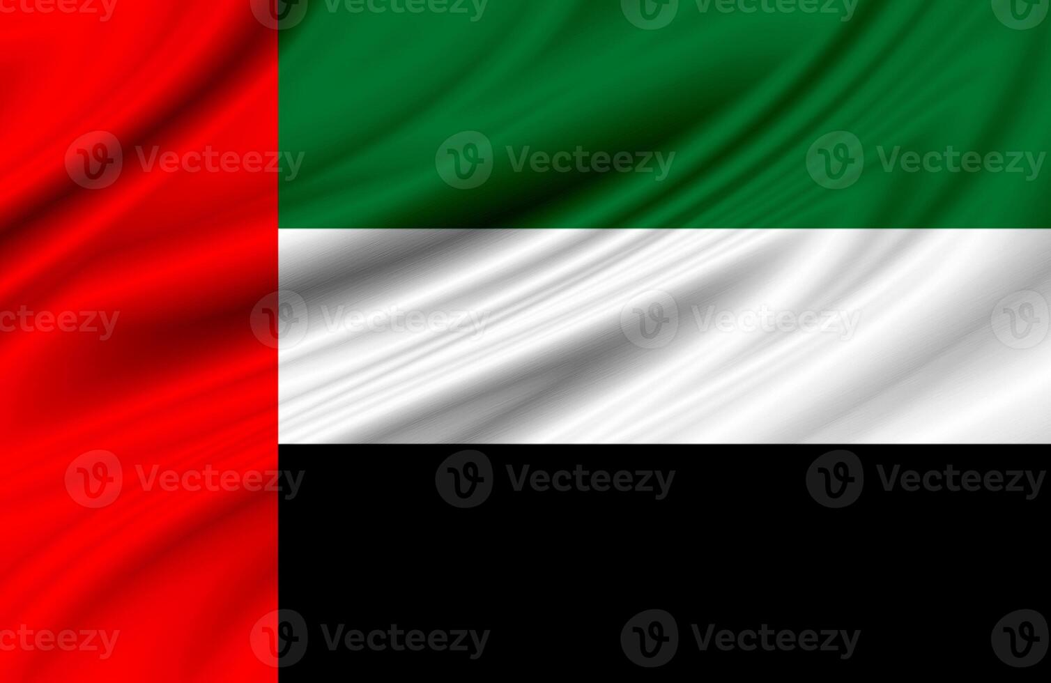 close up waving flag of united arab emirates. flag symbols of united arab emirates. photo