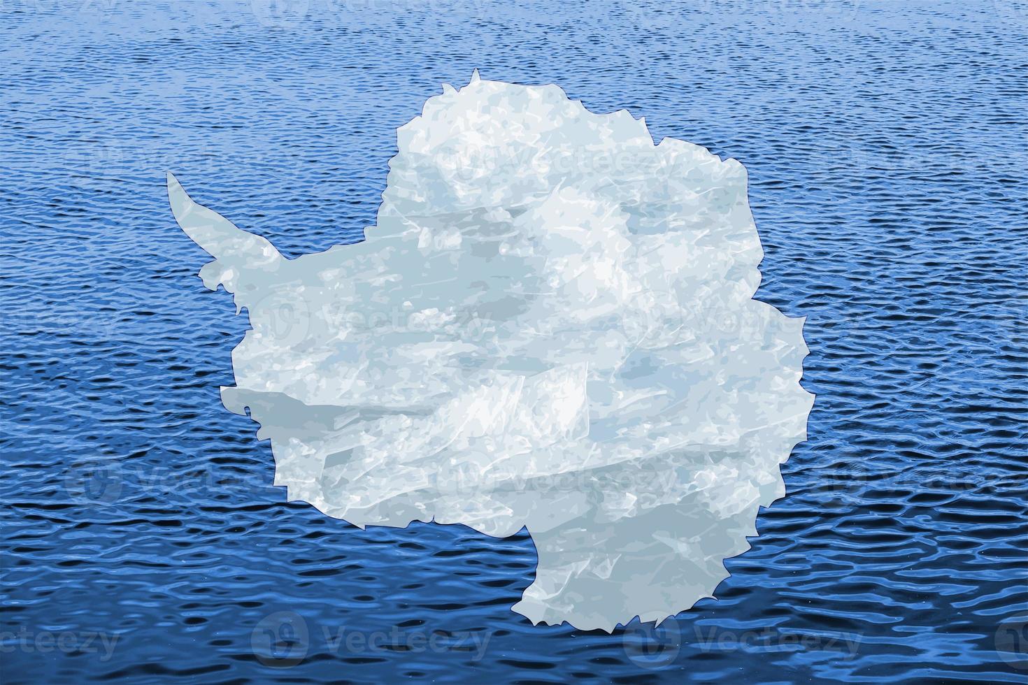 The most widely used flag of Antarctica is the map of the continent. Flag of Antarctica on the texture. Collage. photo