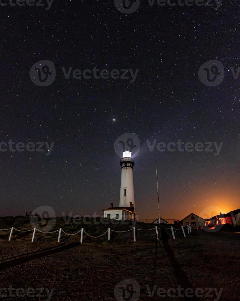 Lighthouse at Pacific Ocean in California photo