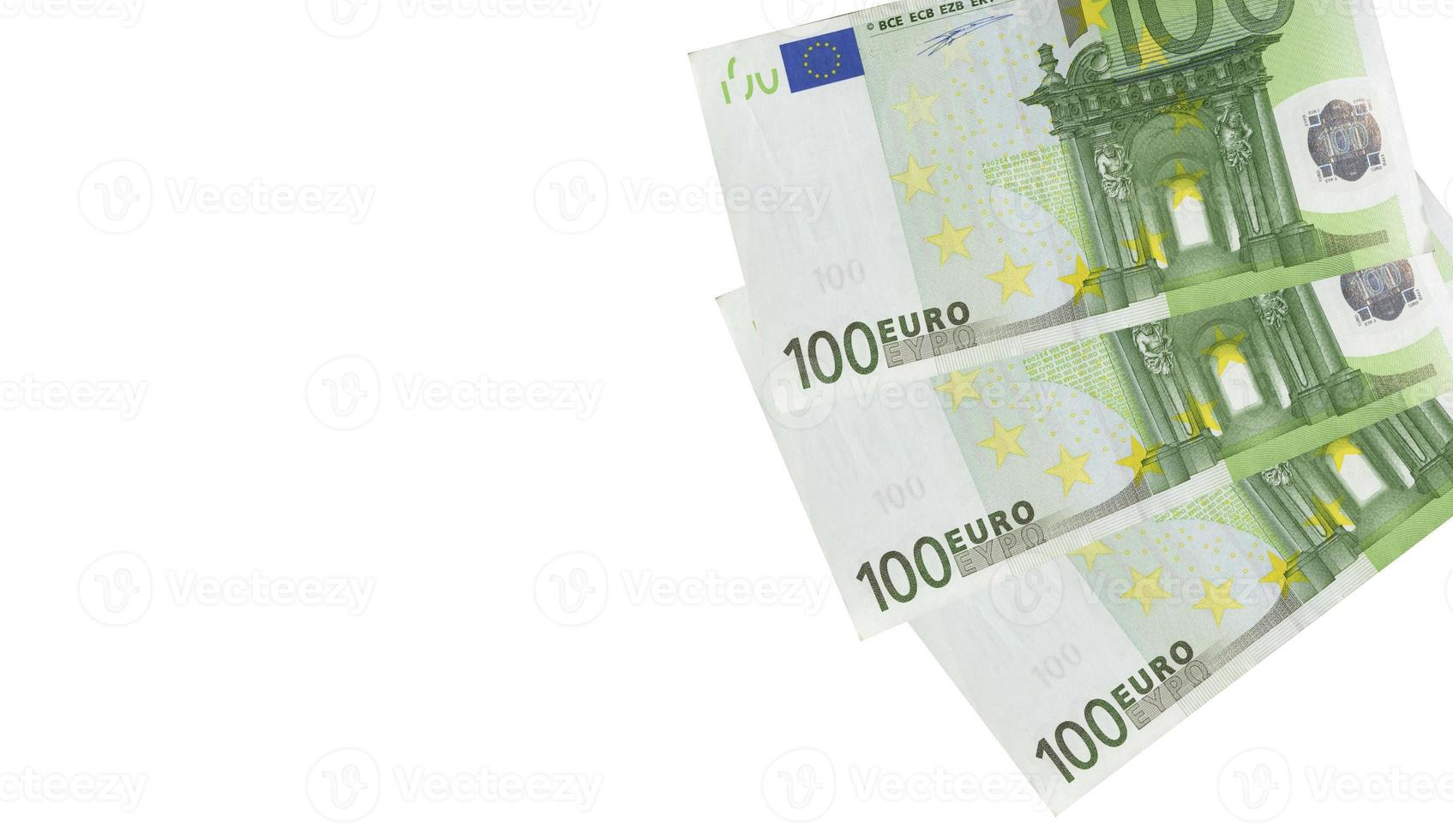 Money flyer. Copy space. One hundred Euro notes background. 3D illustration photo